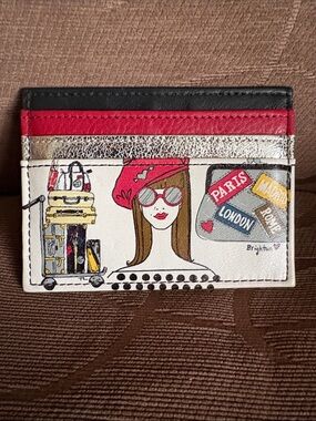 Brighton Travel-Themed Card Case in Red, Black, White